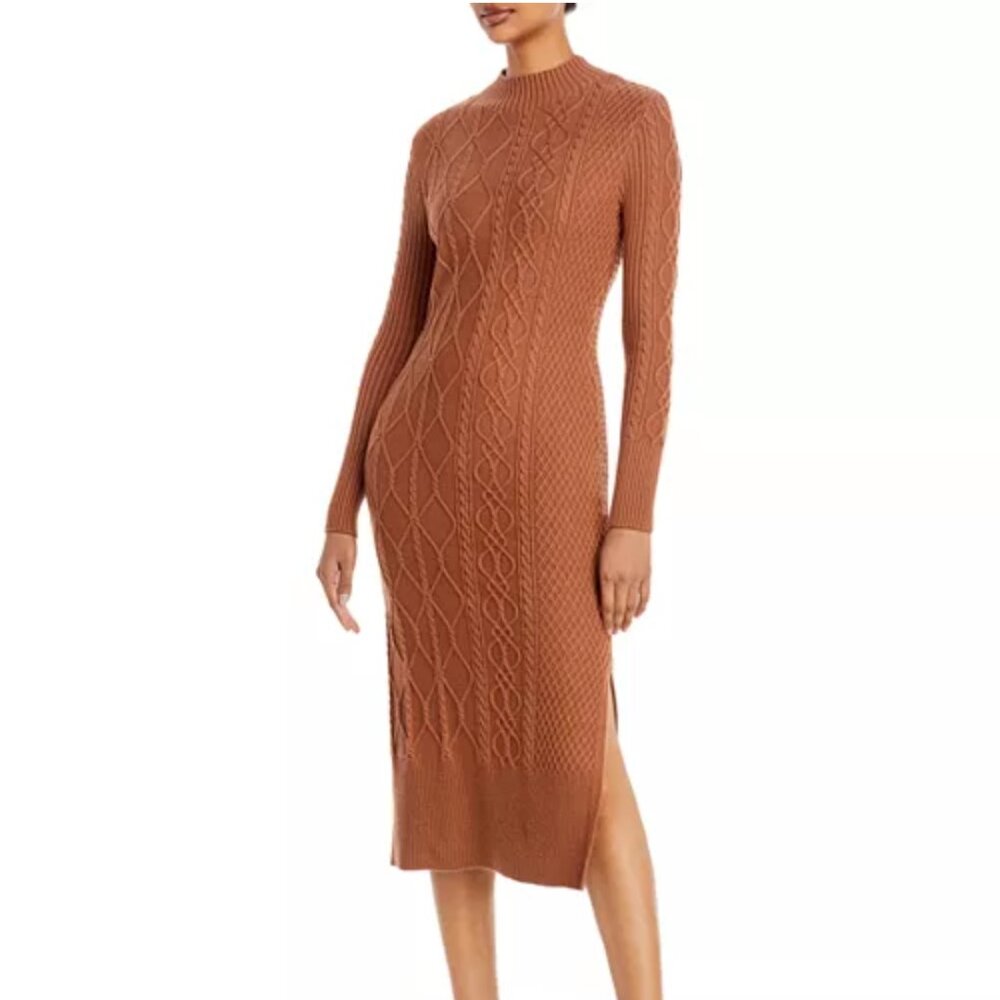 NWT Tahari Tan Mock Neck Sweater Dress Size XL
